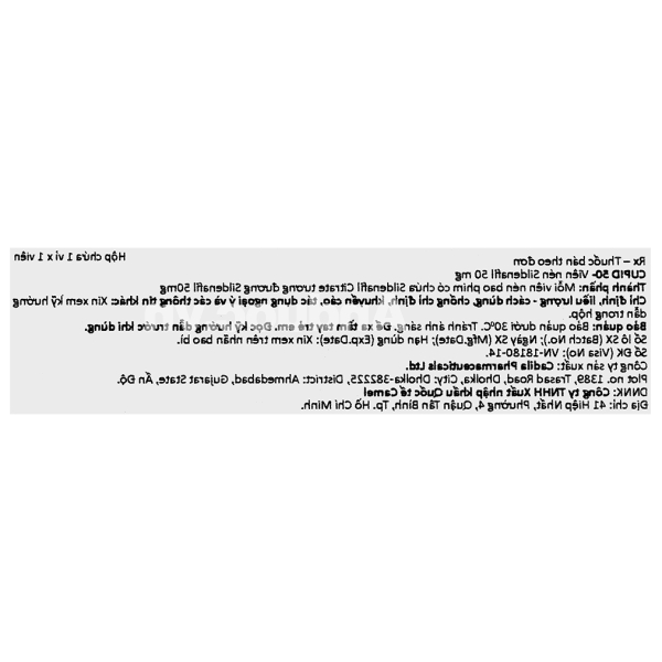 Cupid 50 trị các tình trạng rối loạn cương dương (1 vỉ x 1 viên)