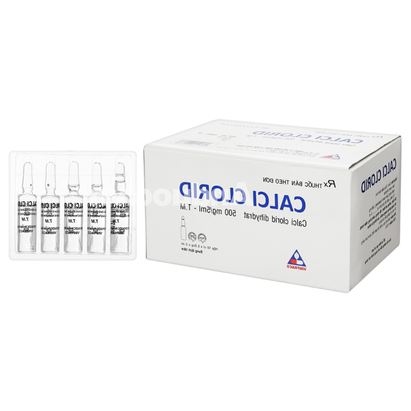 Thuốc tiêm Calci Clorid Vinphaco 500mg/5ml tăng nhanh nồng độ ion calci (10 vỉ x 5 ống)