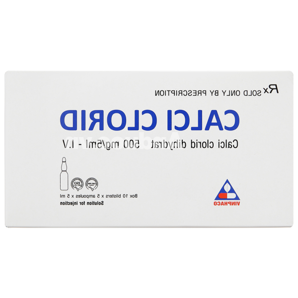 Thuốc tiêm Calci Clorid Vinphaco 500mg/5ml tăng nhanh nồng độ ion calci (10 vỉ x 5 ống)