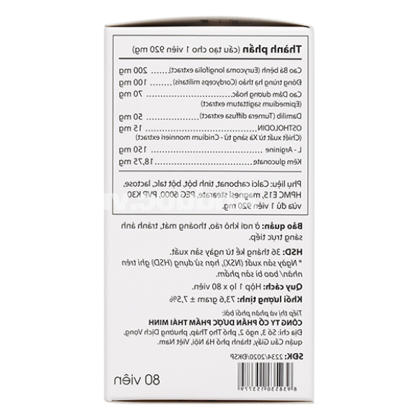 KingsUp giúp bổ thận, tráng dương tăng cường sinh lý nam hộp 80 viên