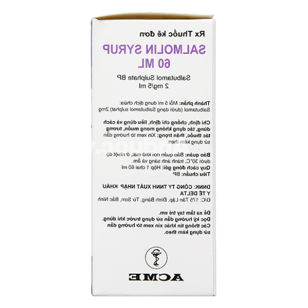 Salmolin Syrup 2mg/5ml trị bệnh hen, co thắt phế quản chai 60ml