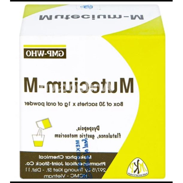 Thuốc bột uống Mutecium-M trị đầy hơi, chướng bụng, ăn không tiêu (30 gói x 1g)