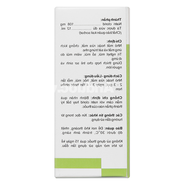 Dug dịch nhỏ mắt, mũi Natri Clorid Medipharco 0,9% vệ sinh mắt, mũi lọ 12ml