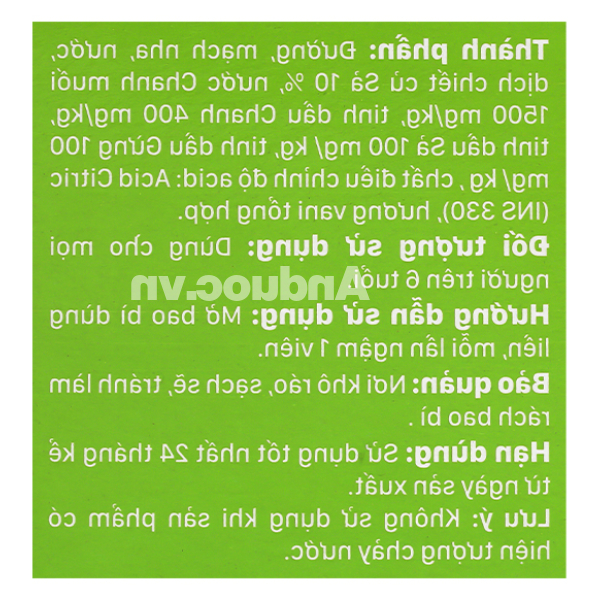 Kẹo ngậm Genat Lime and Lemongrass candy Chanh Sả hộp 100 viên