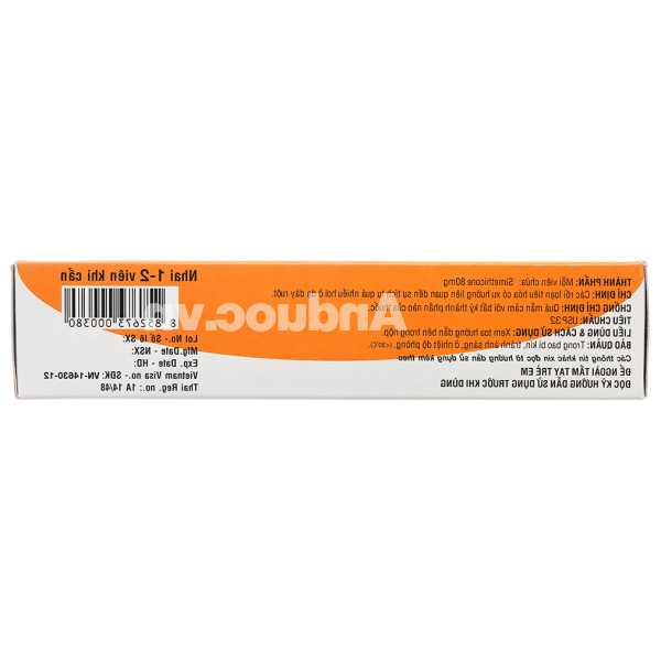 Air-X 80mg hương vị cam trị đầy hơi và chướng bụng (10 vỉ x 10 viên)