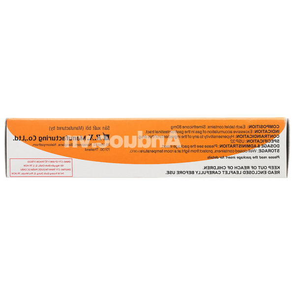 Air-X 80mg hương vị cam trị đầy hơi và chướng bụng (10 vỉ x 10 viên)